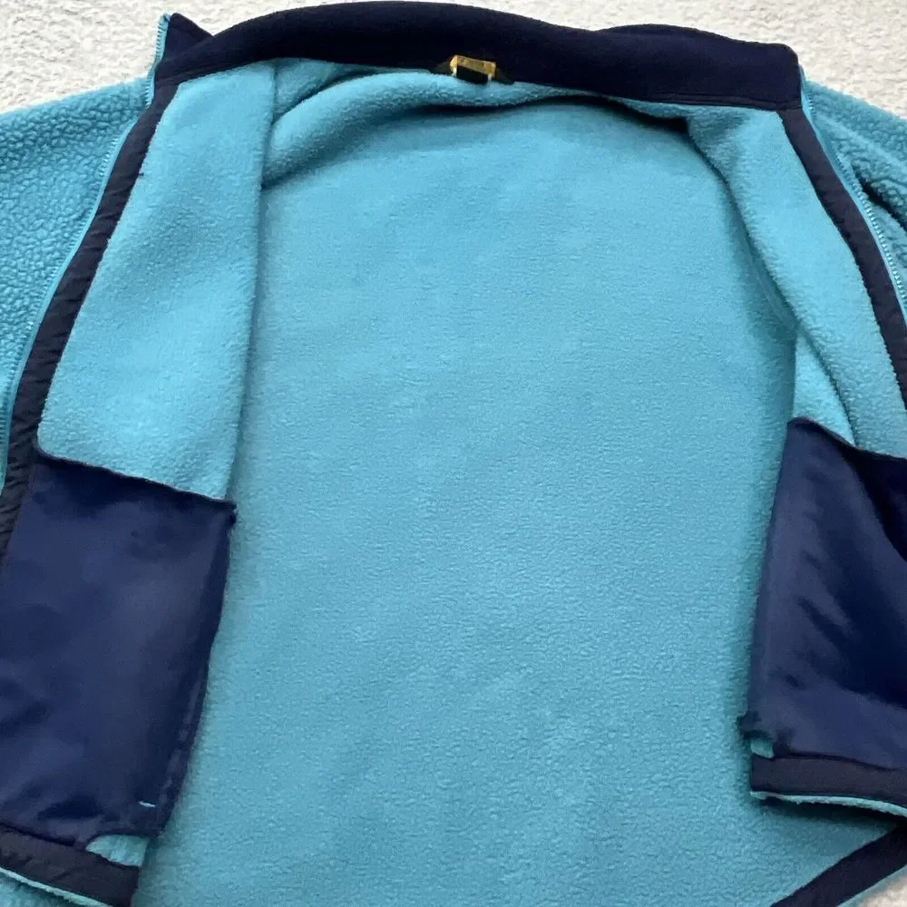 LL Bean Polartec Jacket Womens XL Full Zip Fleece Teal Blue Zip Pocket CabinCore